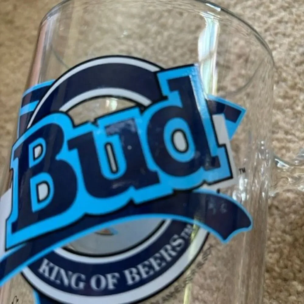 Bud King Of Beers Budweiser Heavy Glass Beer Mug